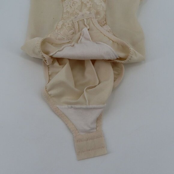 Vintage Olga 36C 43010 Beige Ivory Lace Panel Bodysuit Teddy Shapewear Womens - Picture 11 of 16